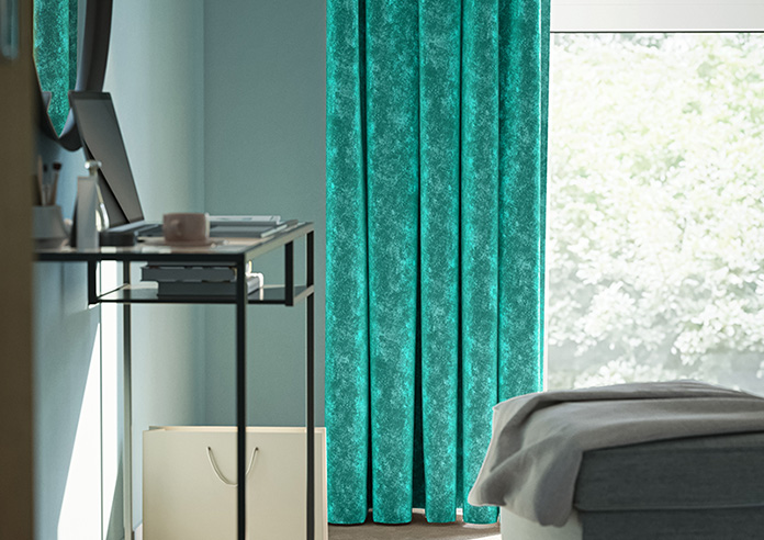 Caen Chenille, Aqua - Made to Measure Curtains - Image 5